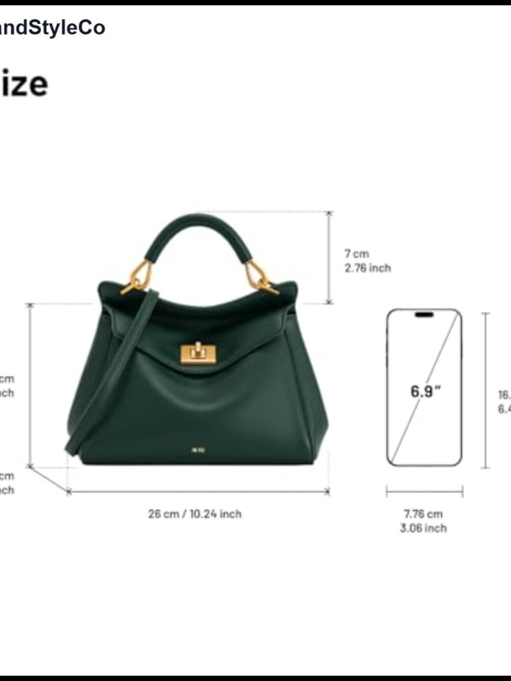Vegan Leather Top-Handle Satchel Detachable Adjustable Strap - Picture 4 of 6
